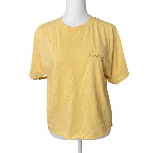 John Galt Womens One Size T-Shirt Short Sleeve Tee Boxy Crewneck Yellow Honey - Picture 1 of 7